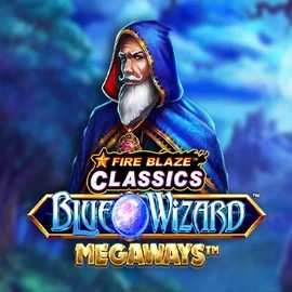 Fire Blaze Blue Wizard Megaways by Rarestone Gaming, showcased at lalacasino.net – game logo