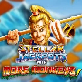 Stellar Jackpots with More Monkeys online game logo by Lightning Box Game on lalacasino.net